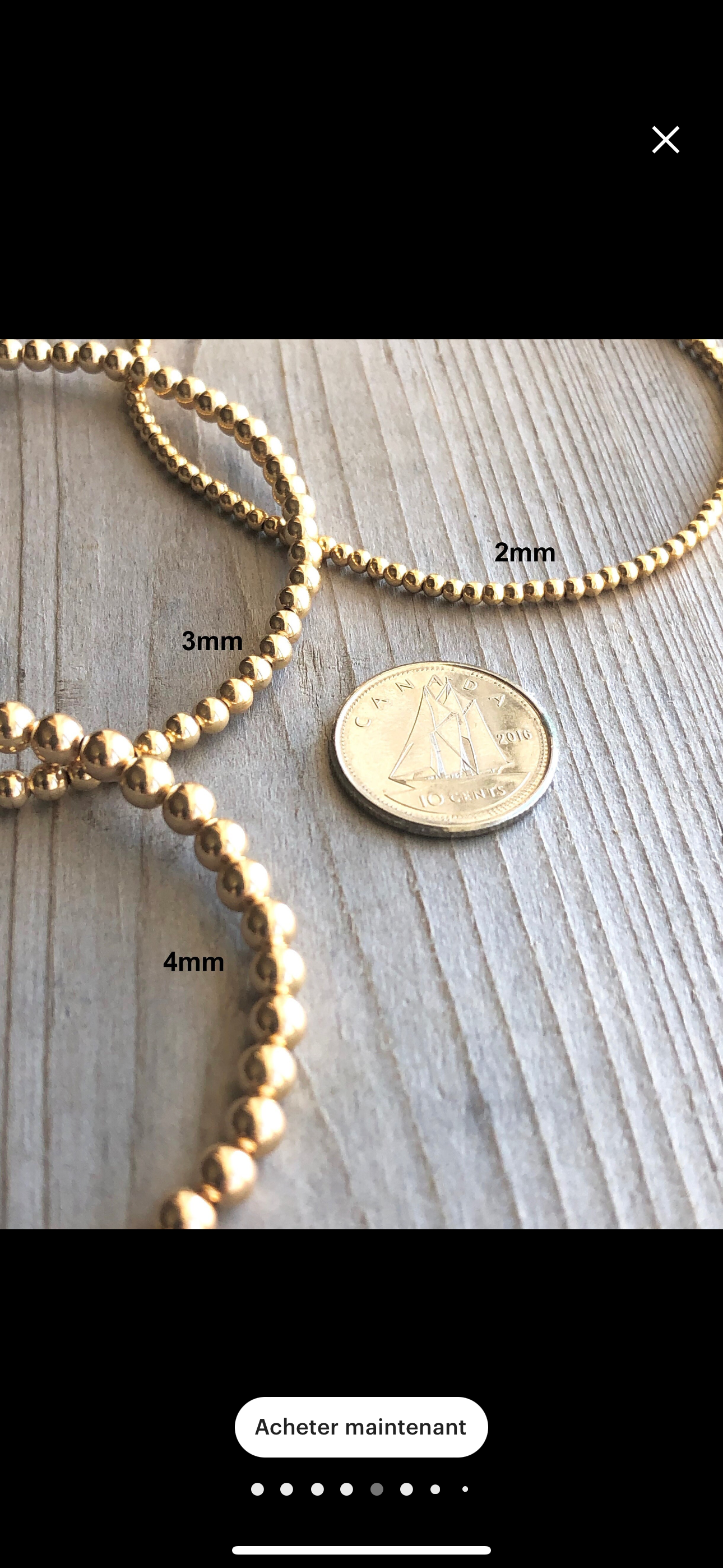Gabrielle 2 mm- Bracelet complet de billes 14k d’or rempli de 2 mm, avec fermoir