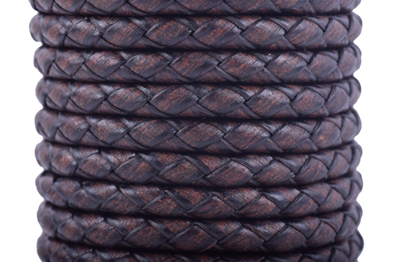 Bracelet de cuir tressé et acier inoxydable