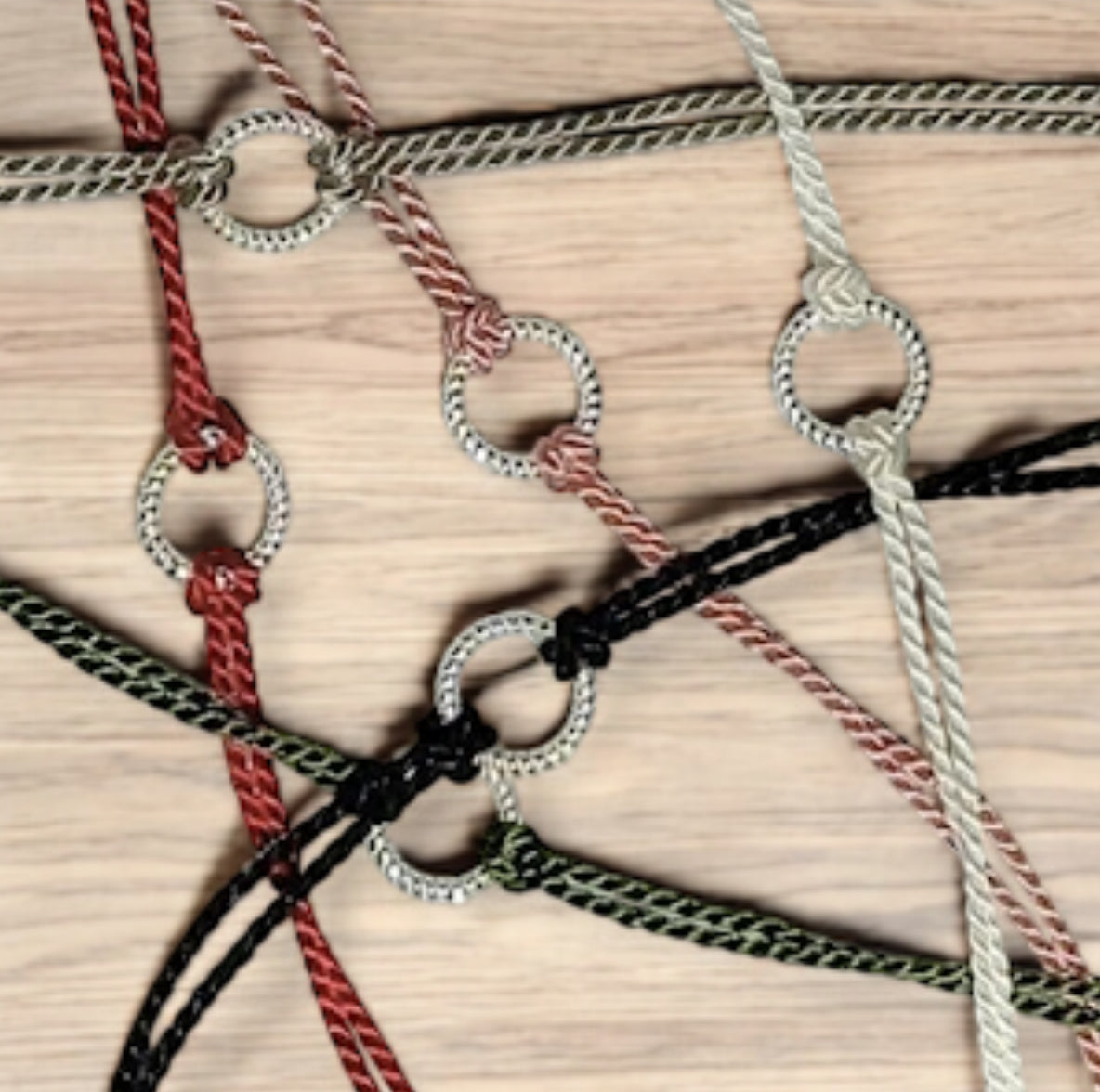 Bracelet anneau argent sterling 9.25 et soie naturelle