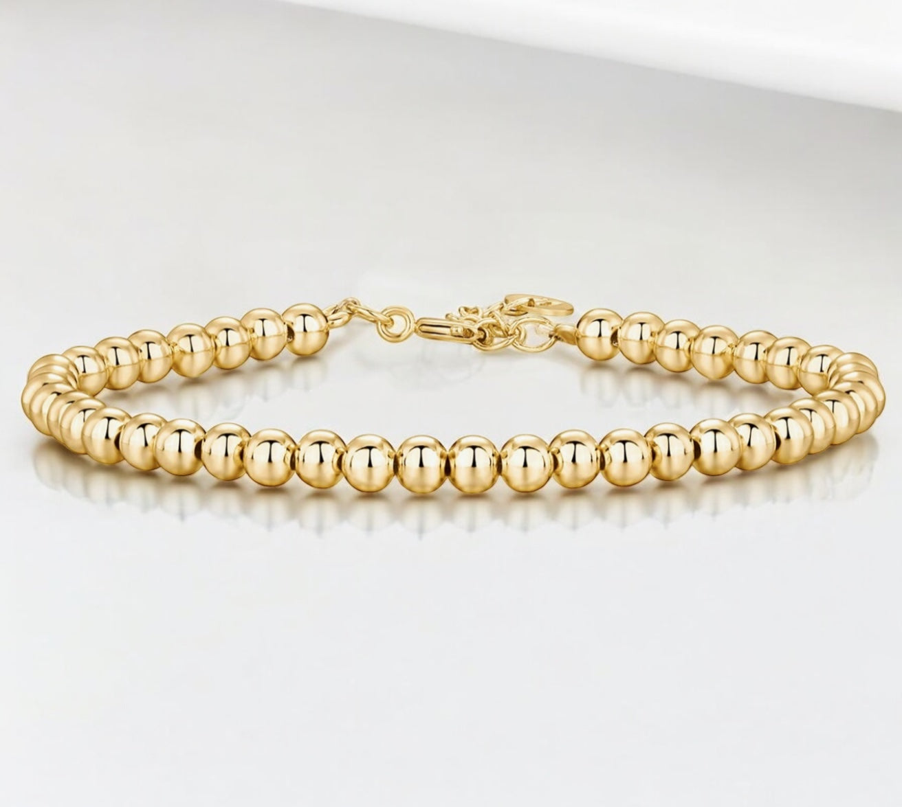 Gabrielle - 3mm- Bracelet complet de billes 14k d’or rempli de 4 mm, avec fermoir