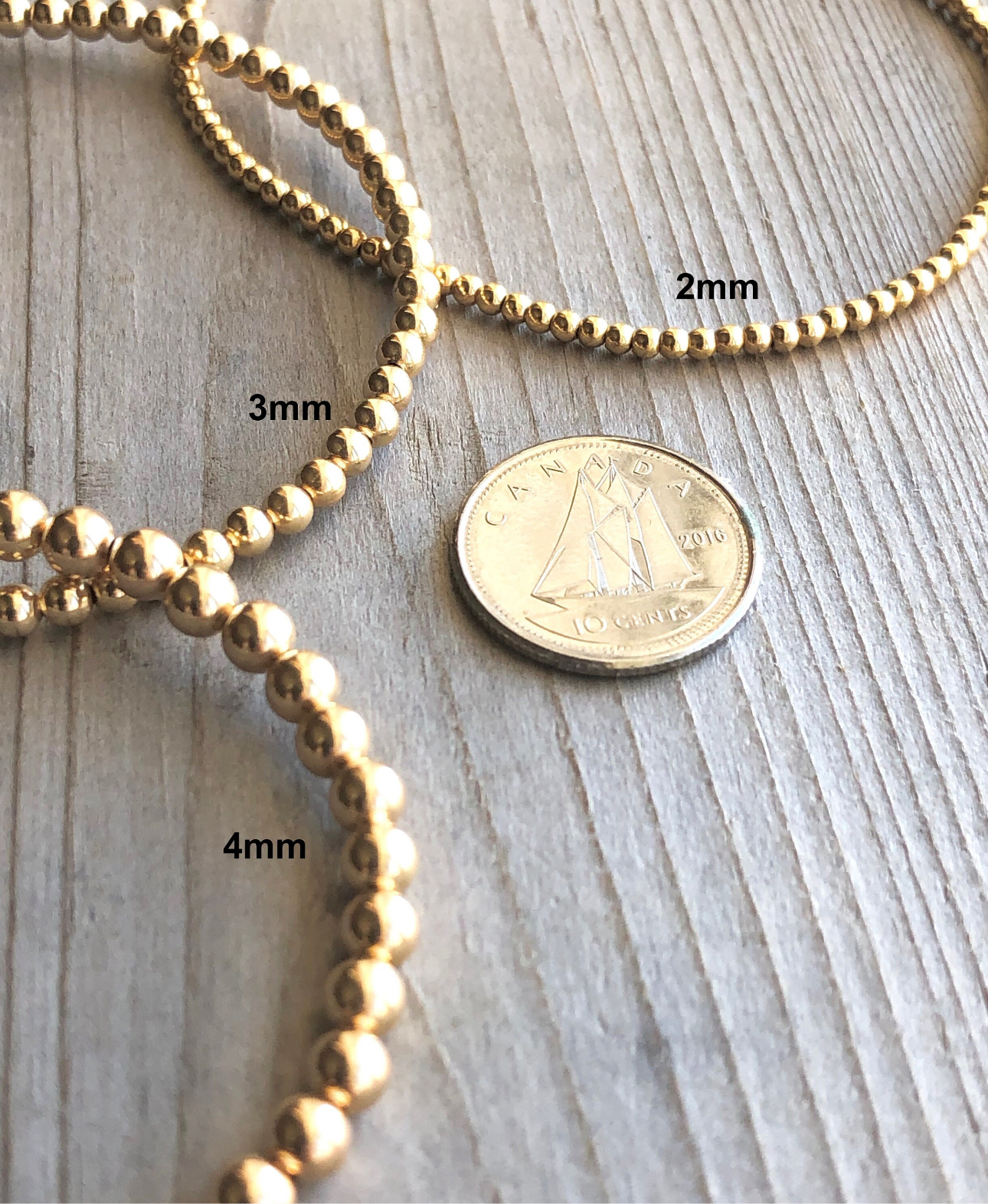 Gabrielle - 3mm- Bracelet complet de billes 14k d’or rempli de 4 mm, avec fermoir