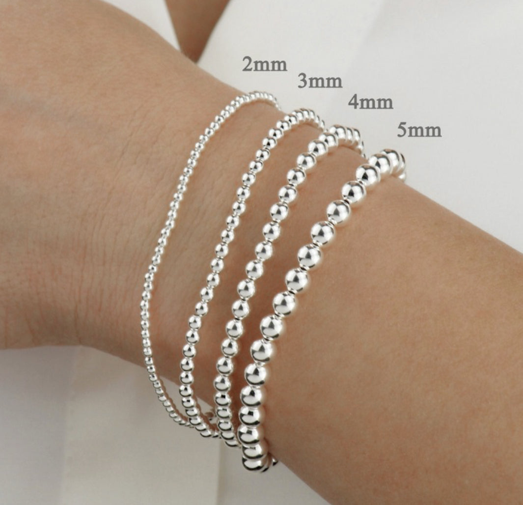 Frédérique 4 mm - Bracelet complet de billes d’argent sterling 9.25, 4 mm, avec fermoir