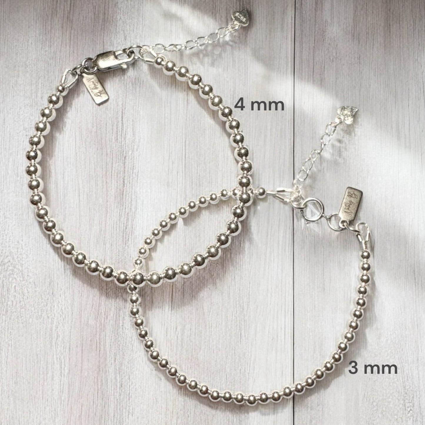 Frédérique 4 mm - Bracelet complet de billes d’argent sterling 9.25, 4 mm, avec fermoir