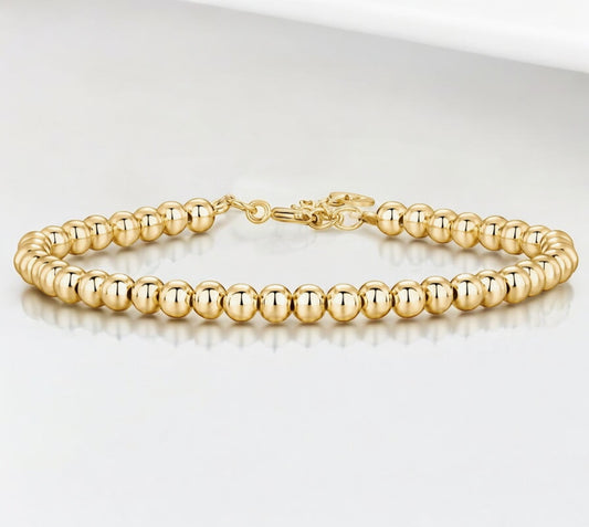Gabrielle - 3mm- Bracelet complet de billes 14k d’or rempli de 4 mm, avec fermoir